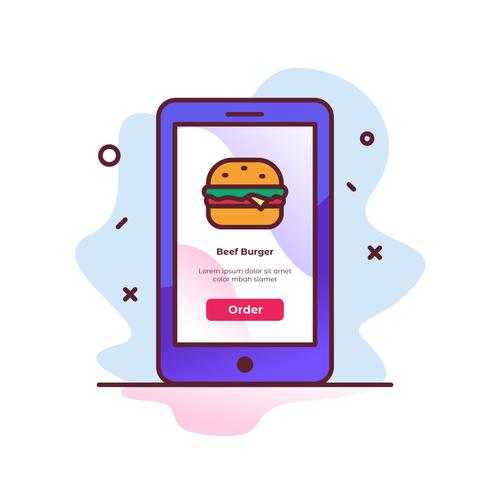 Burger Online-bestelling vector