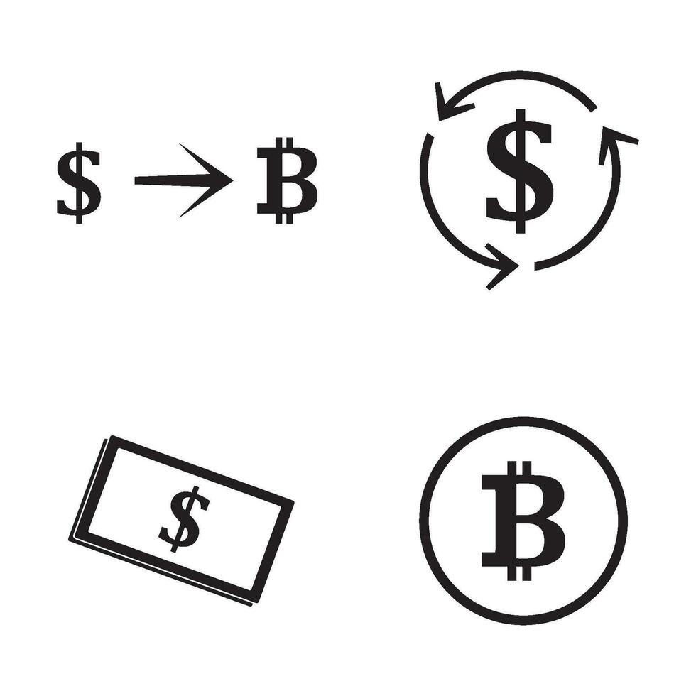 dollar en bitcoin icoon vector