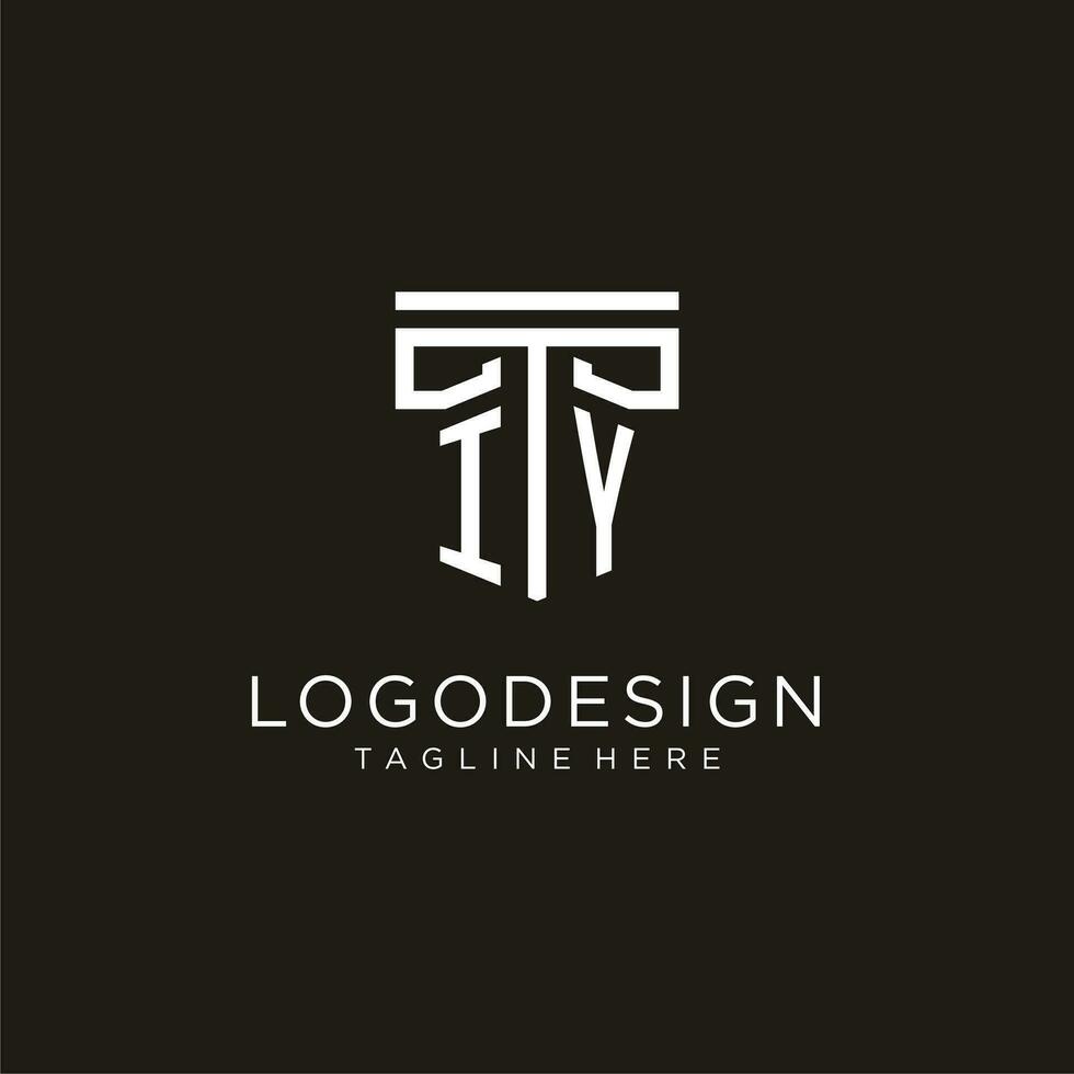 iy eerste logo met meetkundig pijler stijl ontwerp vector