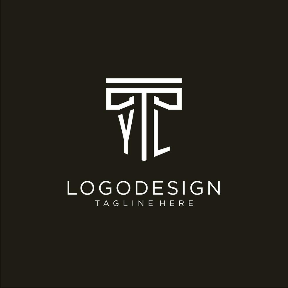 yl eerste logo met meetkundig pijler stijl ontwerp vector