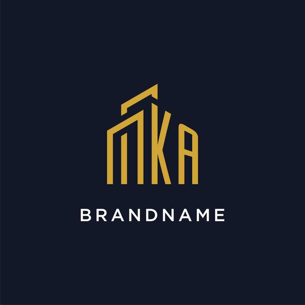 ka eerste monogram met gebouw logo ontwerp vector