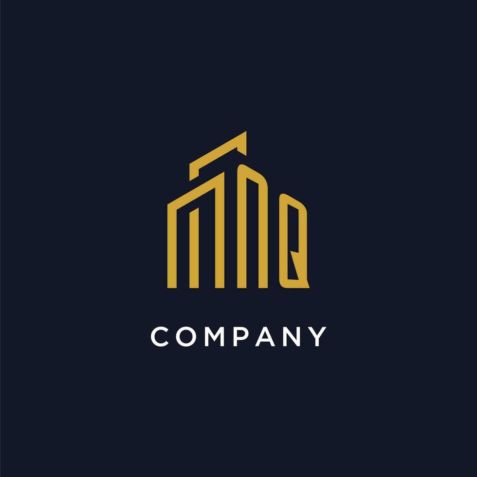 nq eerste monogram met gebouw logo ontwerp vector