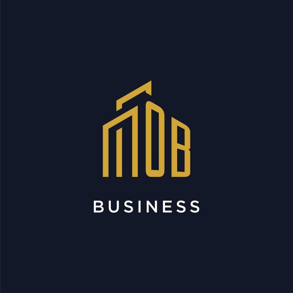 ob eerste monogram met gebouw logo ontwerp vector