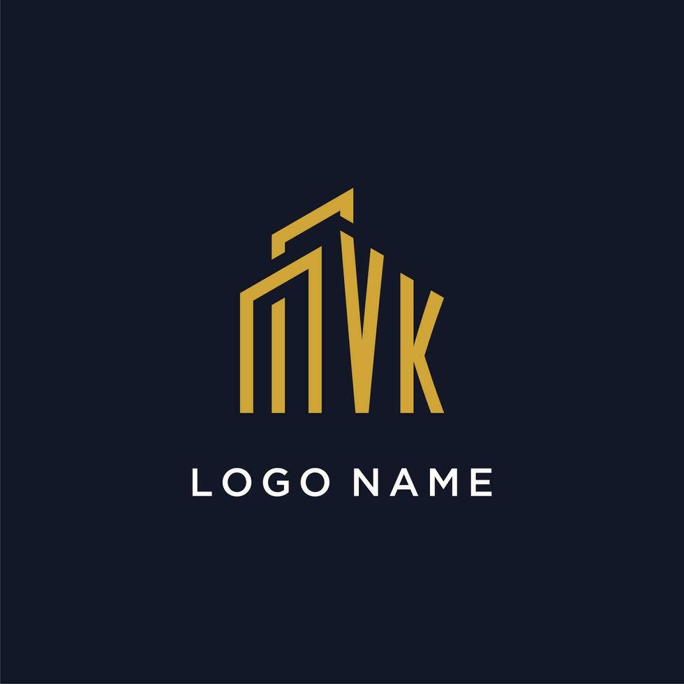 vk eerste monogram met gebouw logo ontwerp vector