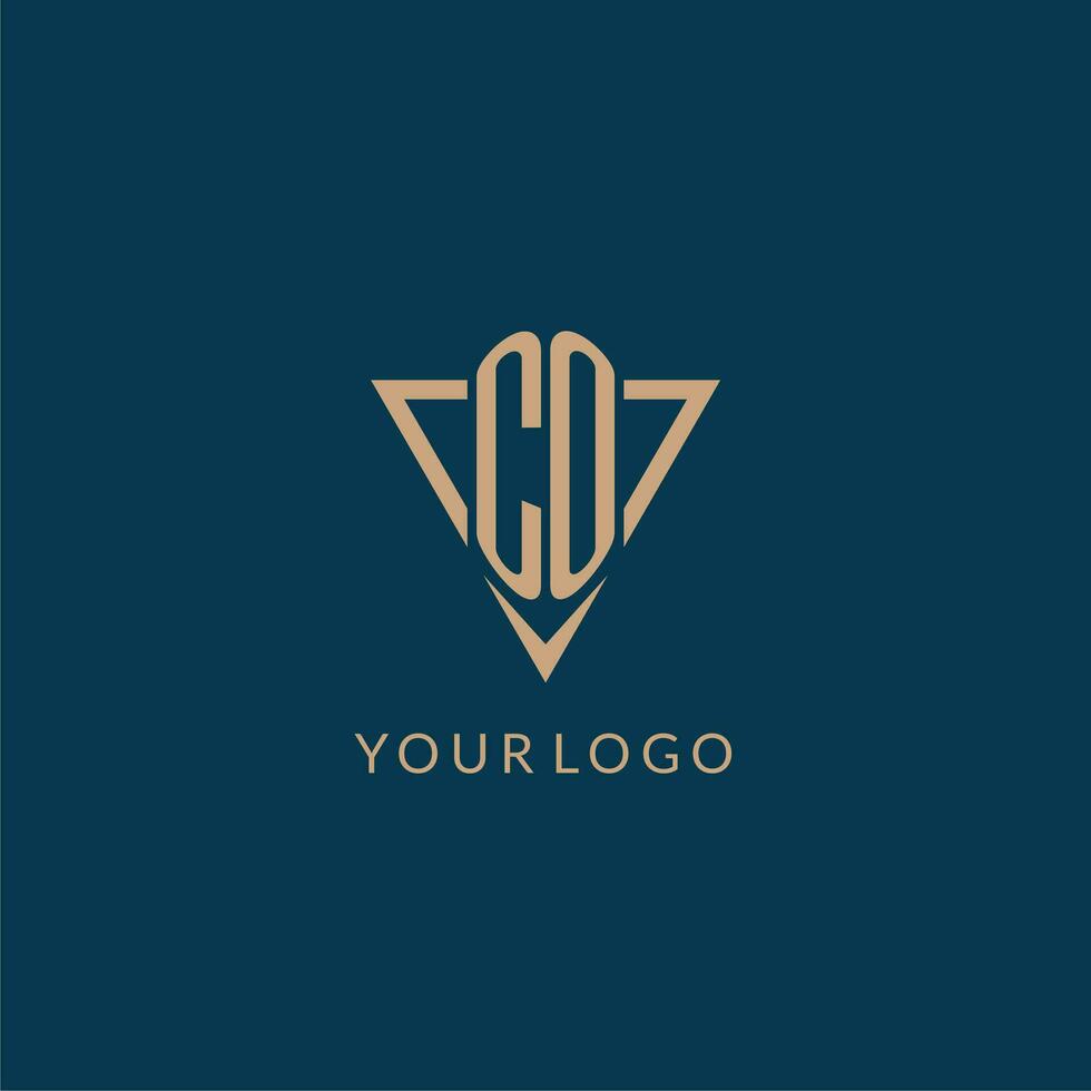 co logo initialen driehoek vorm stijl, creatief logo ontwerp vector