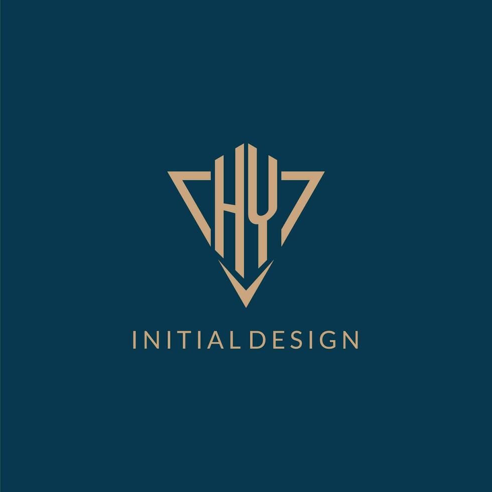hoi logo initialen driehoek vorm stijl, creatief logo ontwerp vector