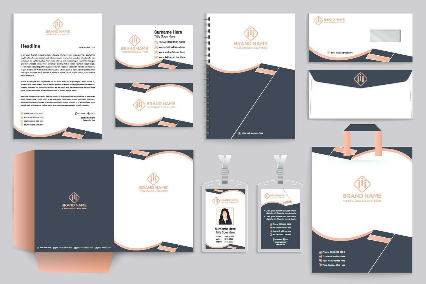 professioneel schrijfbehoeften mockup sjabloon ontwerp vector