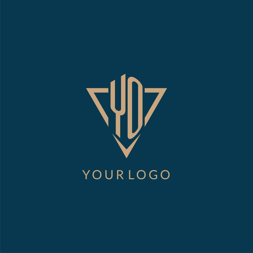 yo logo initialen driehoek vorm stijl, creatief logo ontwerp vector