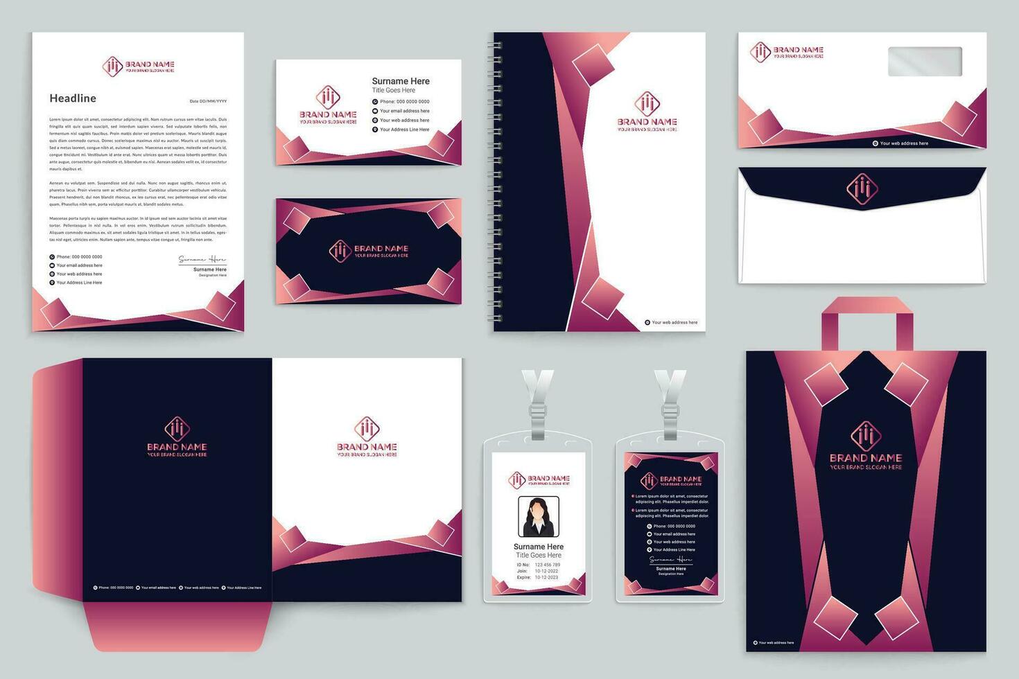 professioneel schrijfbehoeften mockup vector