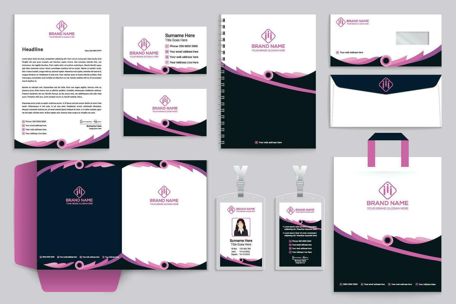 professioneel schrijfbehoeften mockup sjabloon ontwerp vector