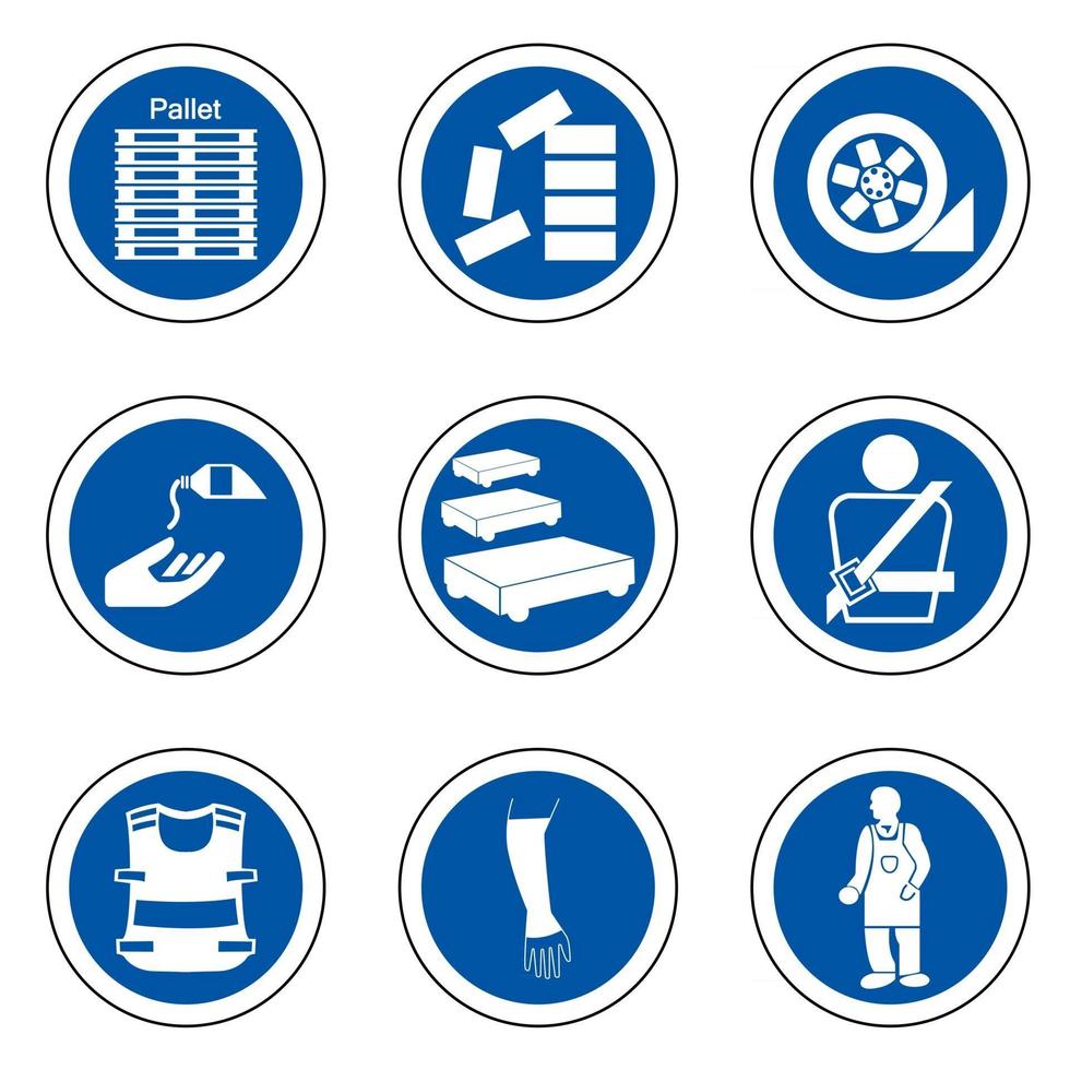 vereiste persoonlijke beschermingsmiddelen pbm-symbool, veiligheidspictogram vector