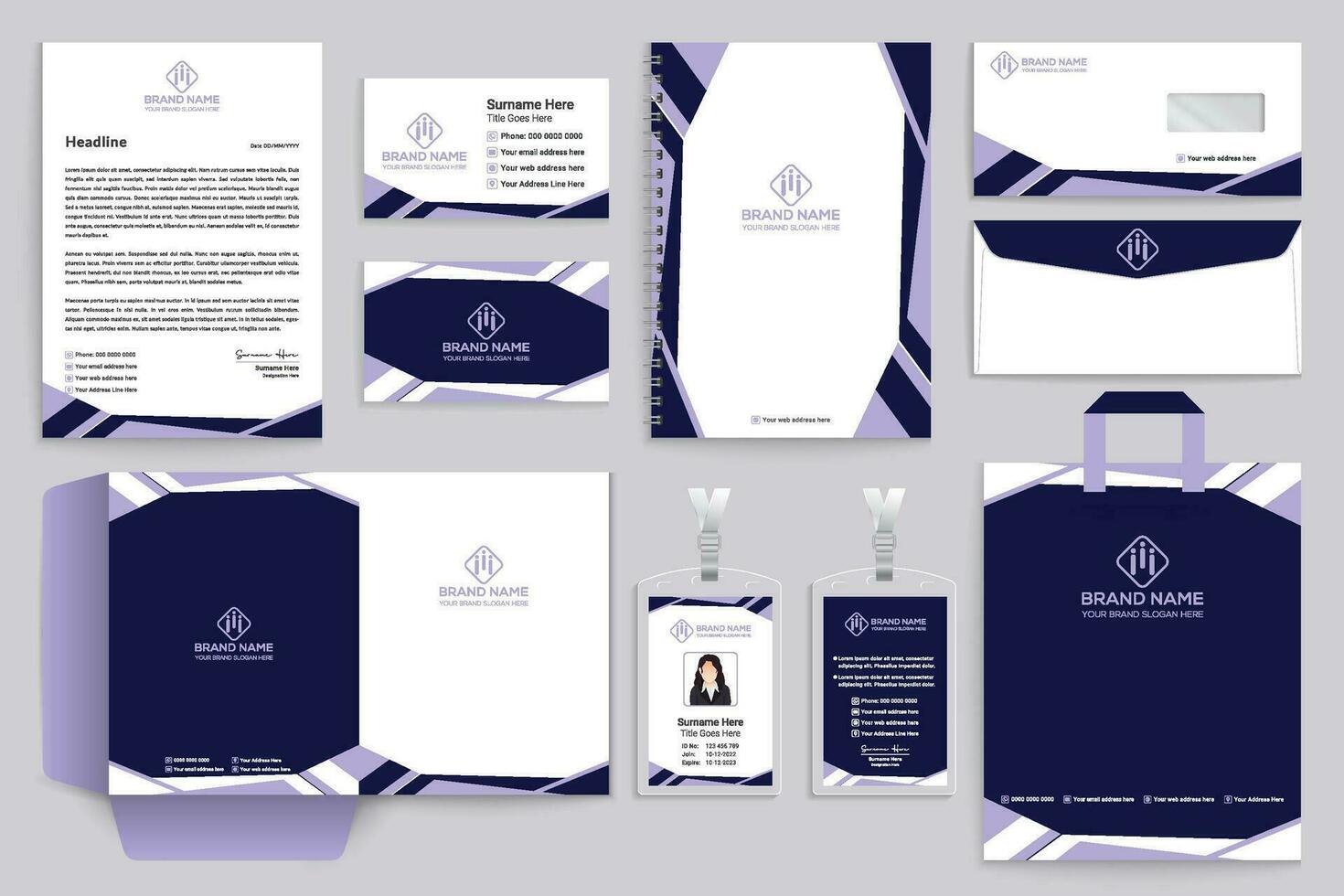 professioneel schrijfbehoeften mockup sjabloon ontwerp vector