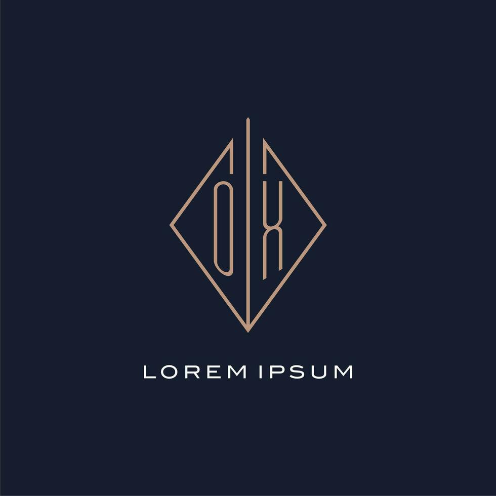 monogram os logo met diamant ruit stijl, luxe modern logo ontwerp vector