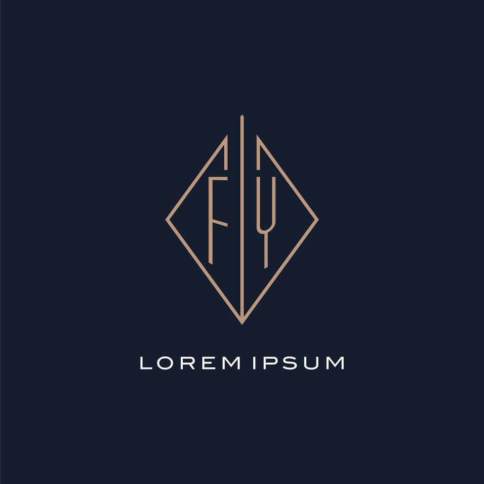 monogram fy logo met diamant ruit stijl, luxe modern logo ontwerp vector