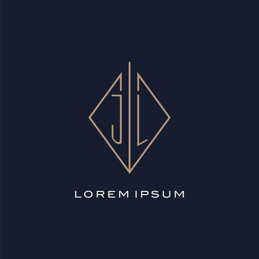 monogram jl logo met diamant ruit stijl, luxe modern logo ontwerp vector