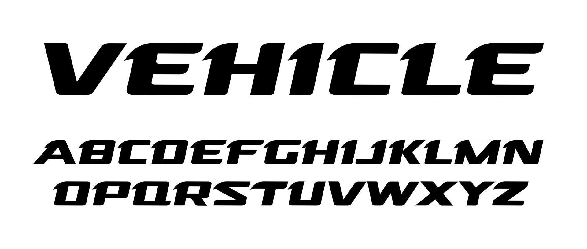 gedurfde brede, eenvoudige schuine letters, trendy lettertype met sporen als een mes. vector lettertype ingesteld voor sport, racen, fietsen, actieve levensstijl. vector typografie