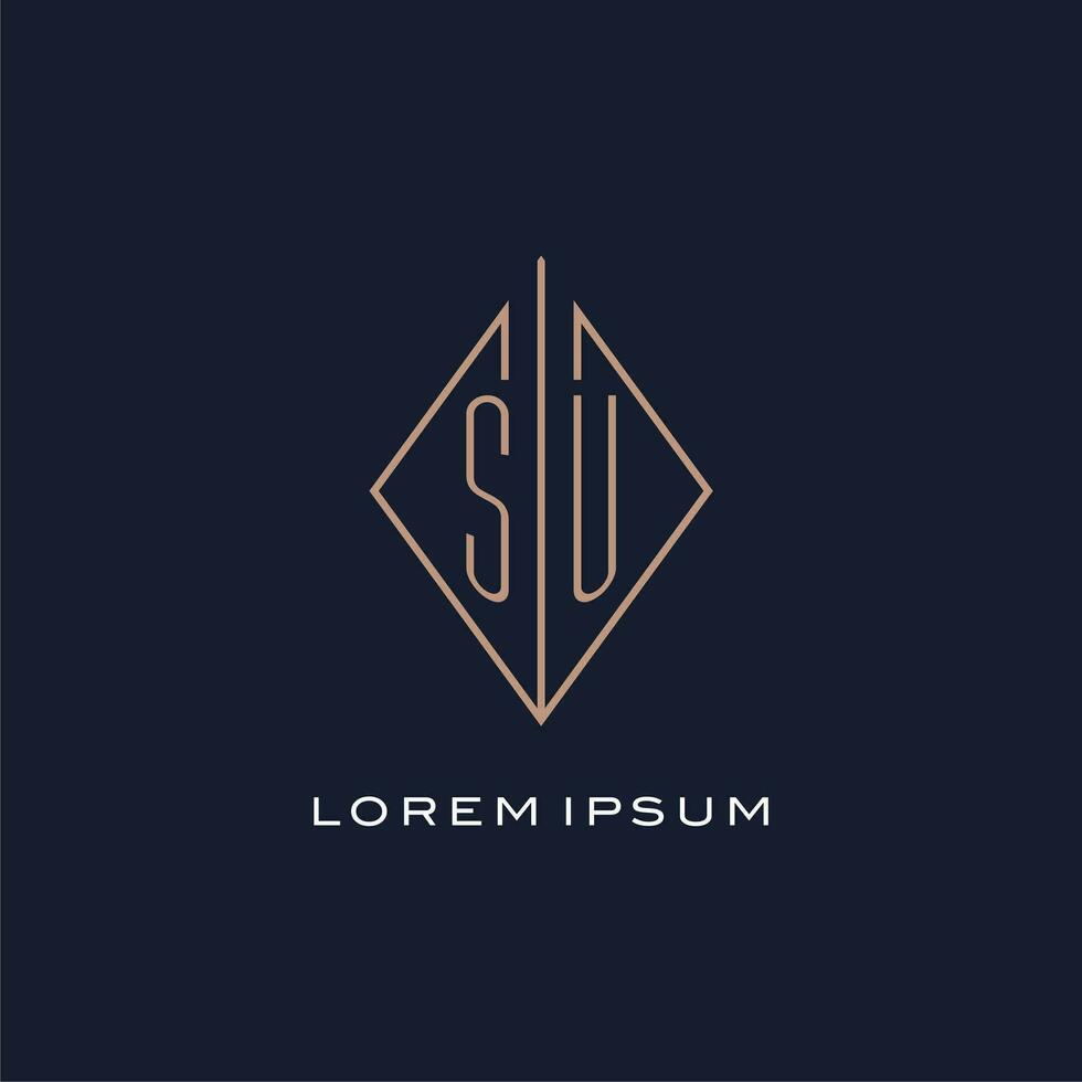 monogram zo logo met diamant ruit stijl, luxe modern logo ontwerp vector
