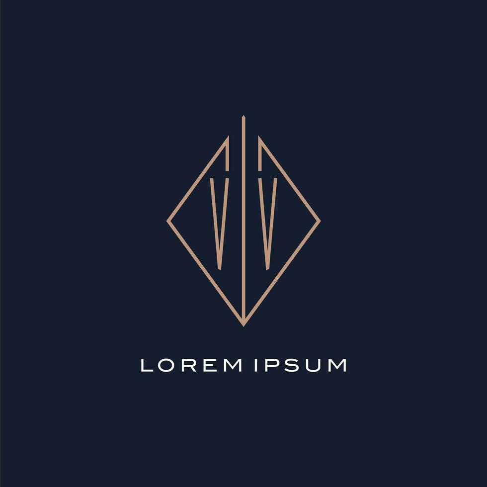 monogram vv logo met diamant ruit stijl, luxe modern logo ontwerp vector