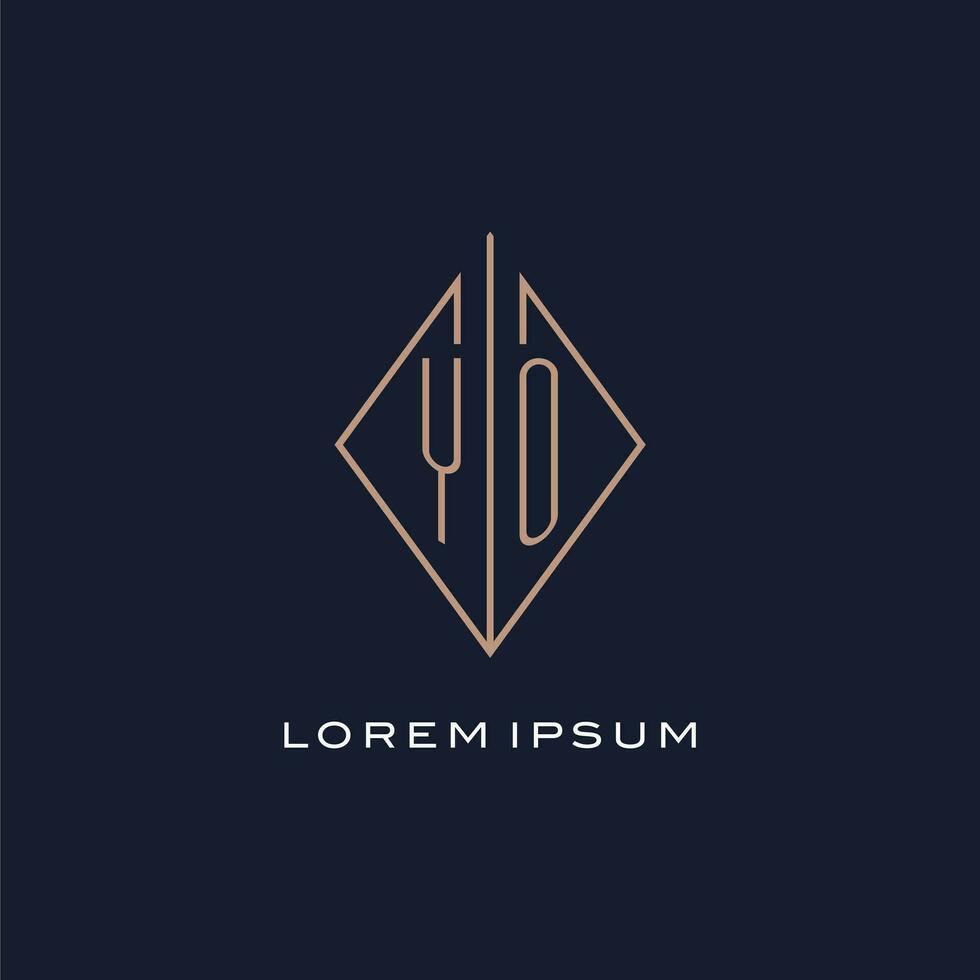 monogram yo logo met diamant ruit stijl, luxe modern logo ontwerp vector