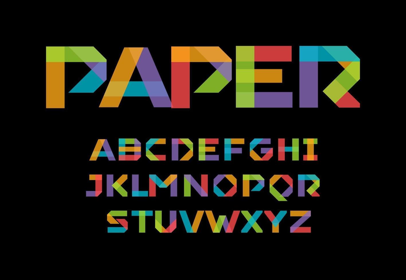 kleur papier stoffen alfabet, kleurrijke origami kunst lettertype. gekleurde zakelijke stickers letters, minimaal geometrisch type voor modern logo, poster, banner, flyer koppen afbeelding. vector typografie ontwerp.
