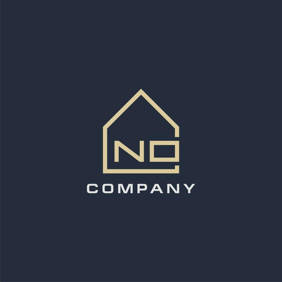 eerste brief Nee echt landgoed logo met gemakkelijk dak stijl ontwerp ideeën vector