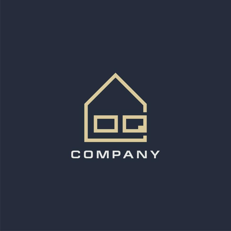 eerste brief oke echt landgoed logo met gemakkelijk dak stijl ontwerp ideeën vector