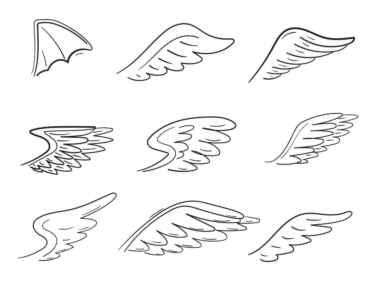 abstract Vleugels vector hand- getrokken illustratie