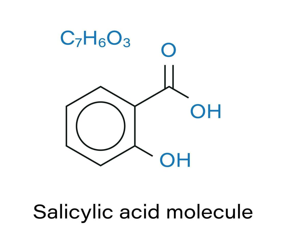 salicylzuur zuur molecuul chemisch structureel formule vector illustratie. gebruikt in dermatologisch geneesmiddelen, schoonheidsmiddelen enz.