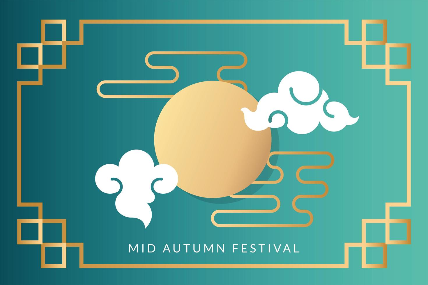 medio herfst festival poster met maan en wolken vector