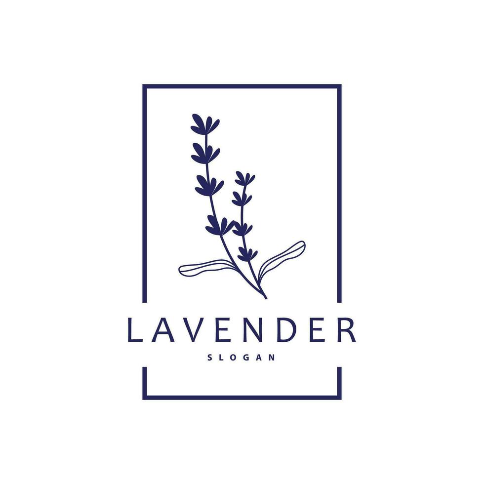 lavendel logo, gemakkelijk elegant Purper bloem fabriek vector, groet kaart bloem ornament ontwerp symbool illustratie vector