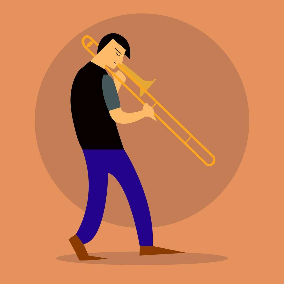 trombone speler vector voorraad illustratie jazz- muziek- vectortrombone instrument vector