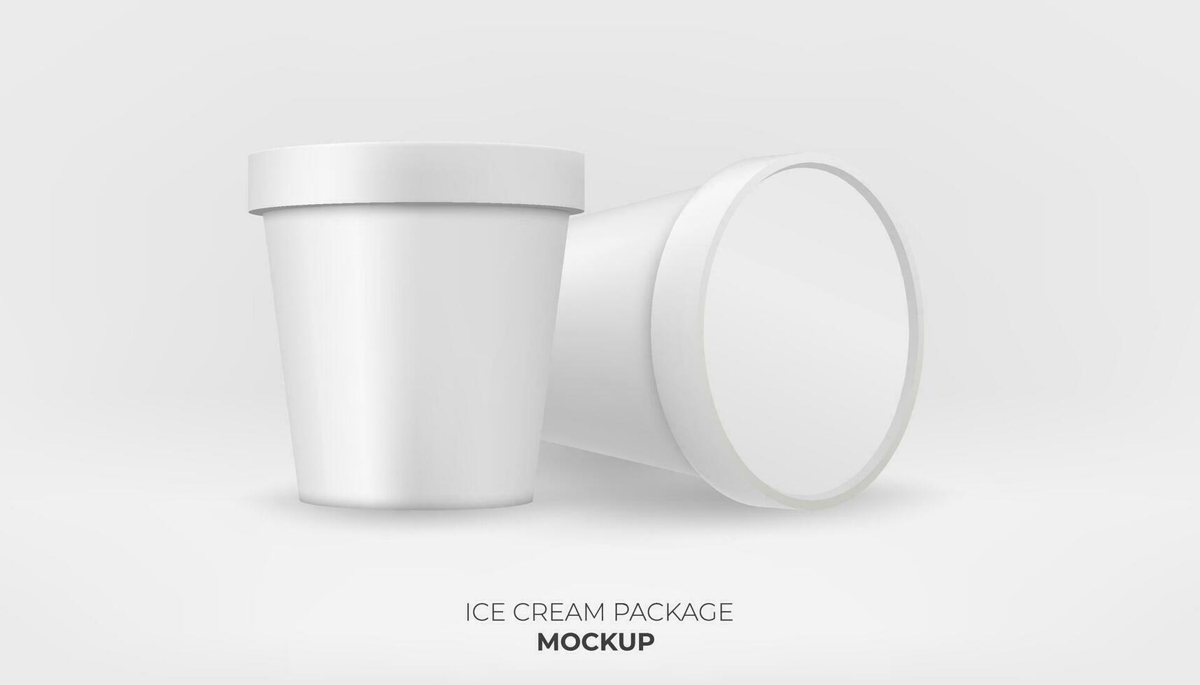 een blanco wit yoghurt of ijs room houder met een Doorzichtig plastic deksel set. de schoon en glanzend ontwerp is perfect voor verpakking mockups en Product Sjablonen. vector