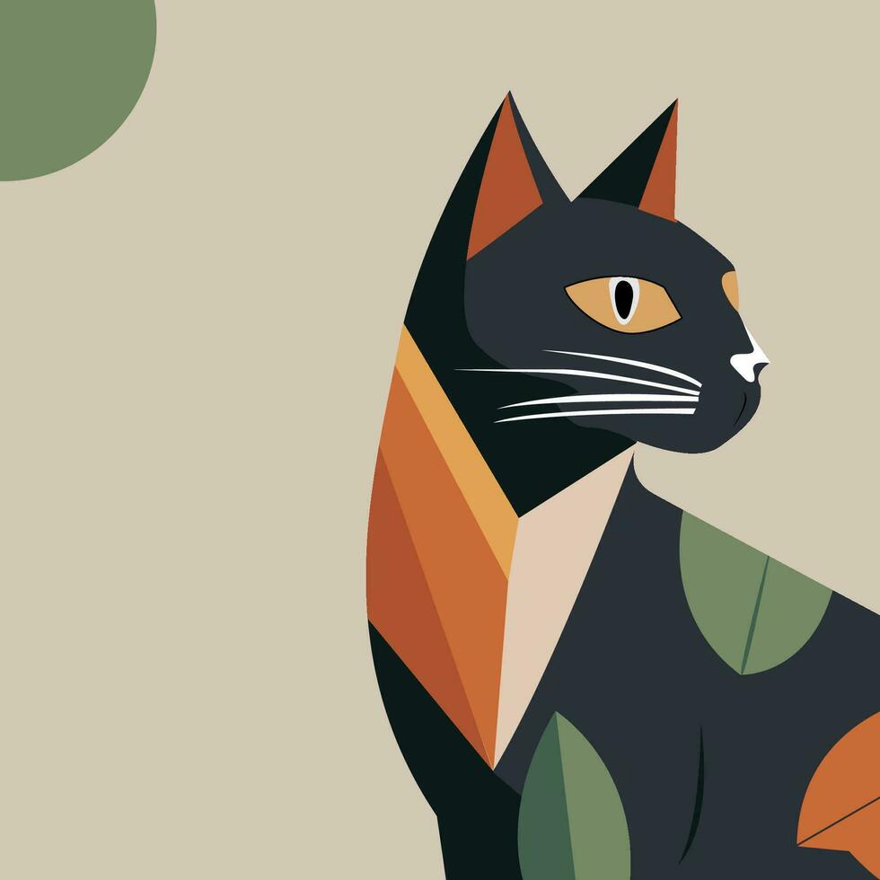 vector illustratie van een kat in een abstract schilderij voor een muur poster