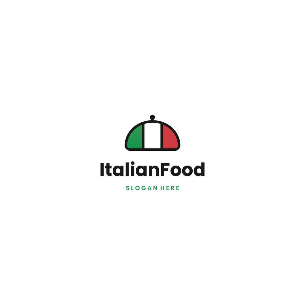 Italiaans eten logo ontwerp illustratie, Italiaans restaurant logo ontwerp pictogrammalplaatje vector