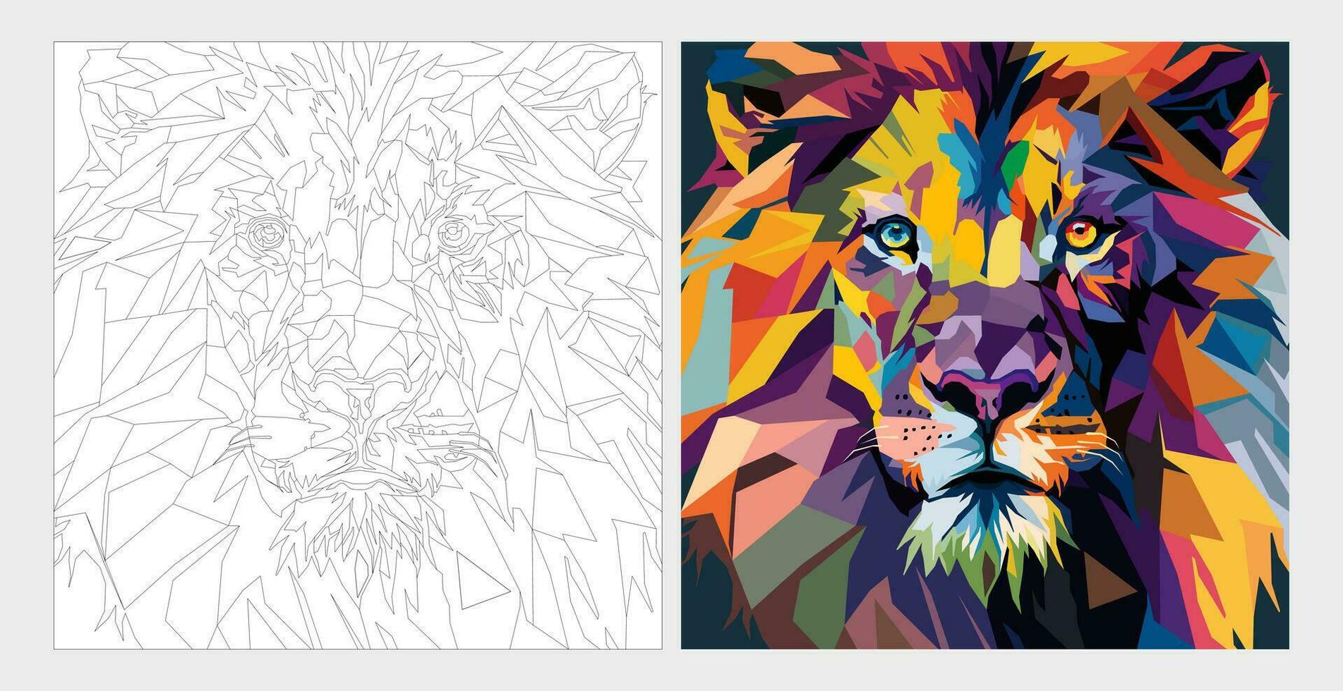 leeuw kleur met geweldig wpap kunst vector