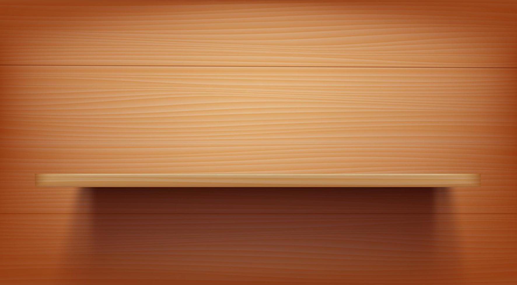 lange houten plank op een houten muur vector