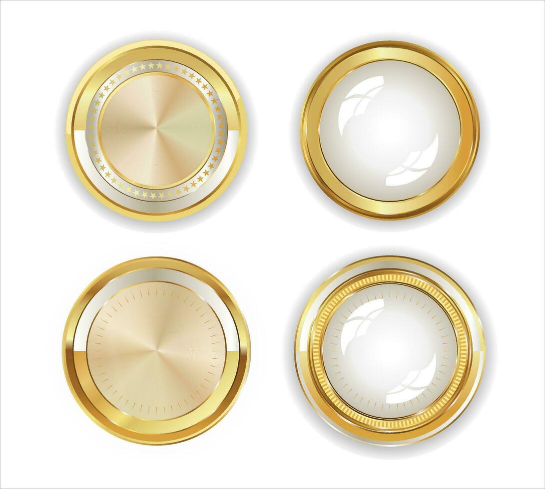 luxe retro gouden badges en etiketten verzameling vector