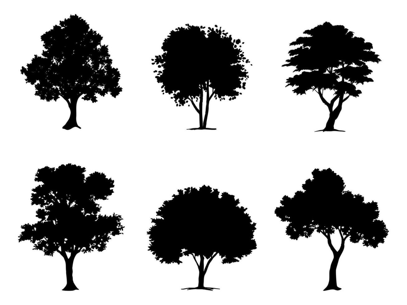 verzameling geïsoleerd boom symbool silhouet stijl Aan wit achtergrond. kan worden gebruikt voor uw werk. vector