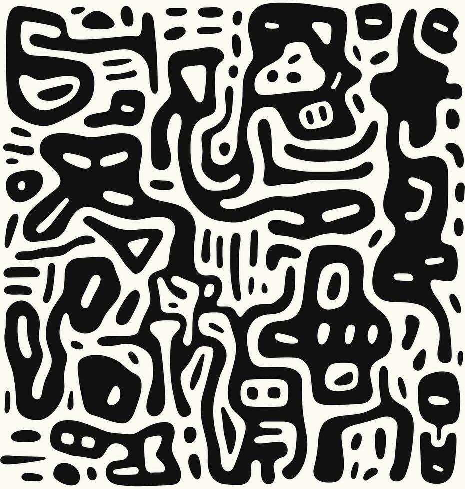 zwart en wit meetkundig patroon, in de stijl van biologisch vormen en gebogen lijnen, minimalistische slagen, keith haring, zacht lijnen, abstract minimalisme waardering, dik impasto textuur, stoutmoedig kleuren vector