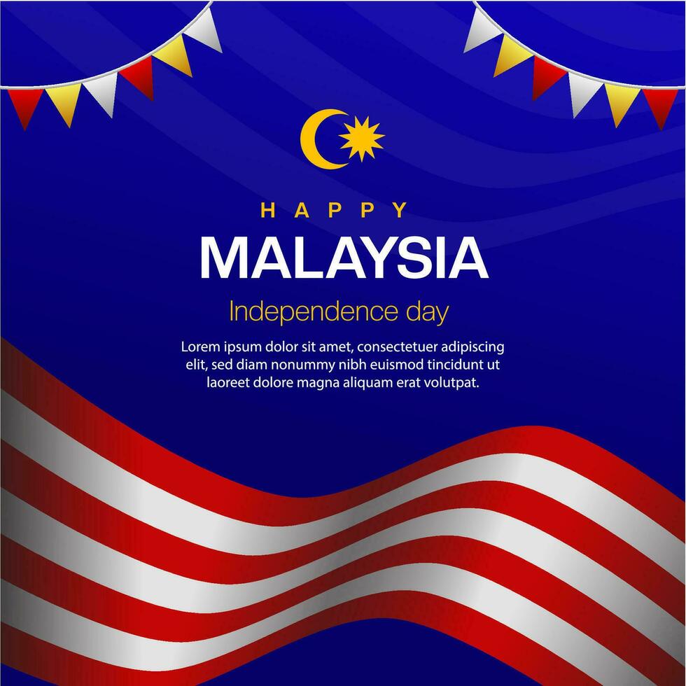 Maleisië onafhankelijkheid dag post sjabloon viering vector