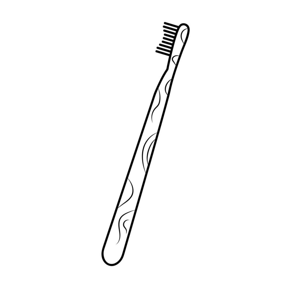 houten tandenborstel in tekening stijl. nul afval, eco bamboe tandenborstel icoon. vector