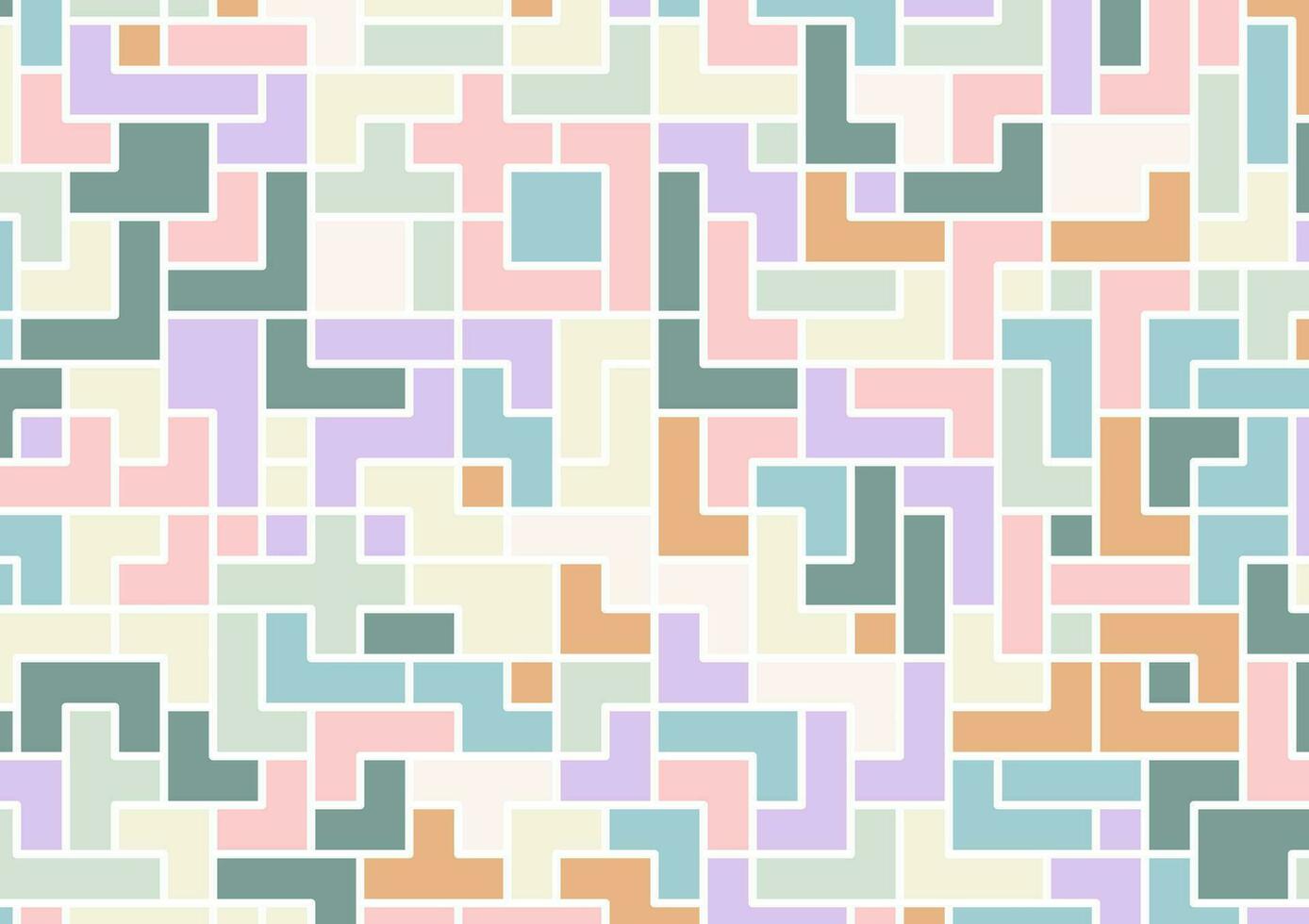 Tetris zacht kleurrijk glad meetkundig plein willekeurig patroon behang achtergrond vector
