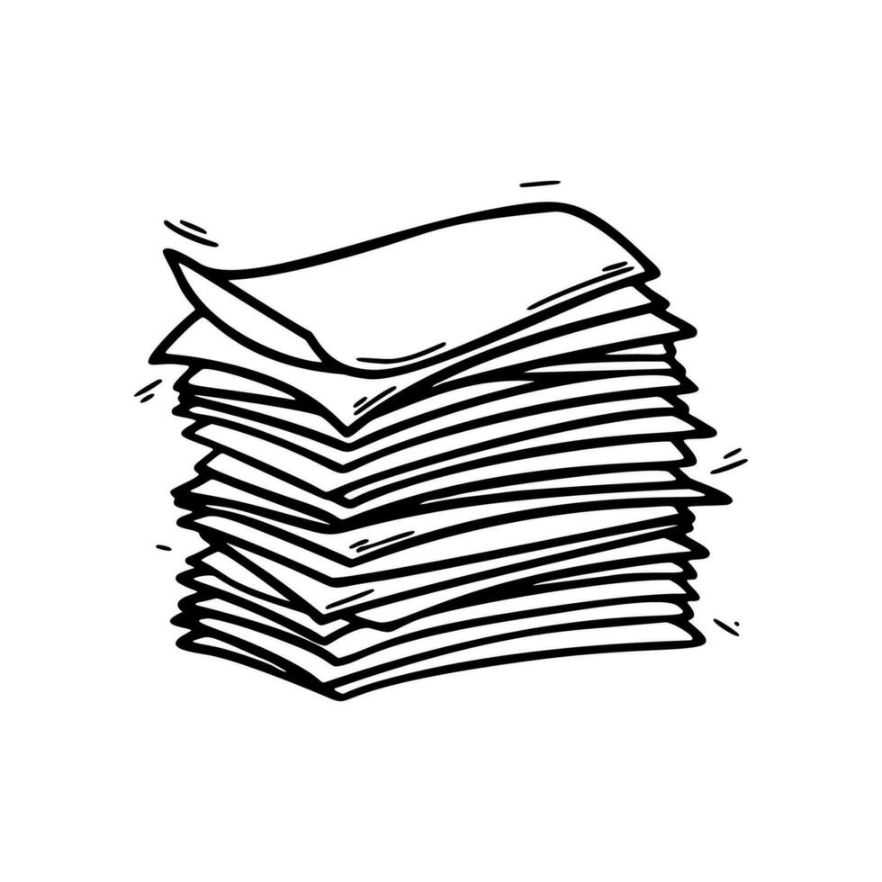 stack van papier Pagina's lijn kunst. blanco bladen. hand- getrokken tekening vector illustratie. tekening papier hoop. contract document stapel