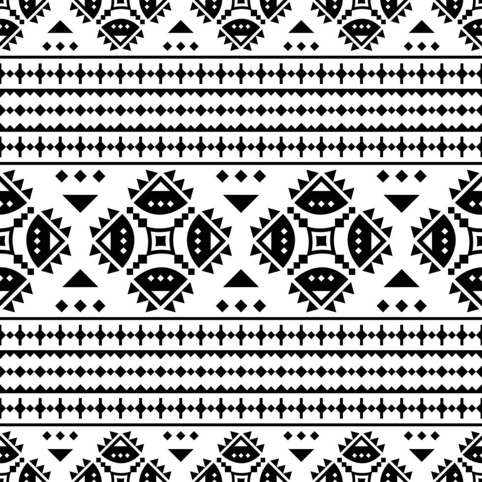 naadloos abstract etnisch patroon ontwerp voor textiel en decoratie. tribal aztec meetkundig illustratie. zwart en wit kleuren. vector