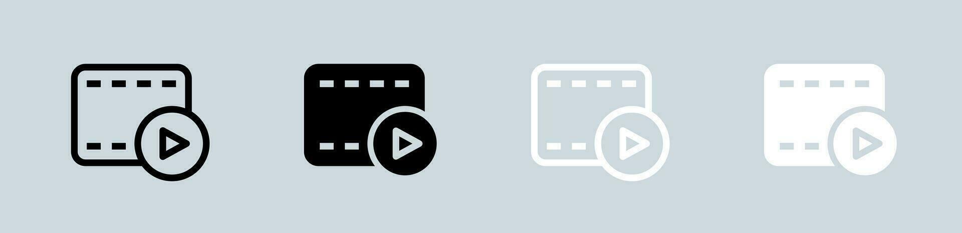 bioscoop icoon reeks in zwart en wit. video tekens vector illustratie.