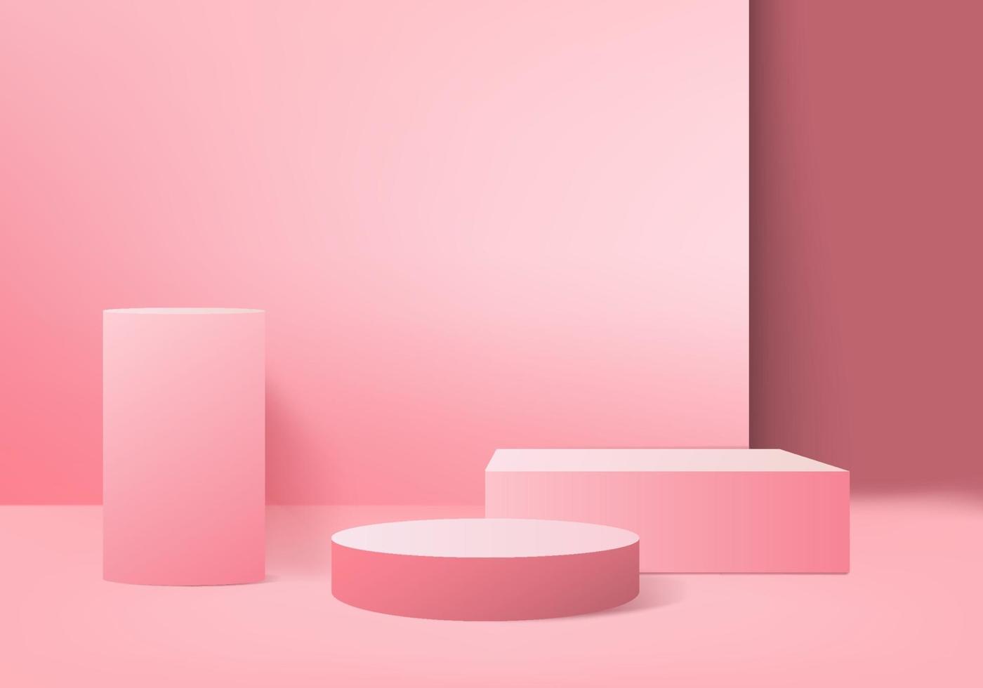 minimaal roze podium en scène met 3d render vector in abstracte achtergrond samenstelling 3d illustratie bespotten scène geometrie vorm platform vormen voor product display podium voor product in modern