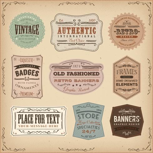 Vintage en ouderwetse etiketten Ans tekenen vector