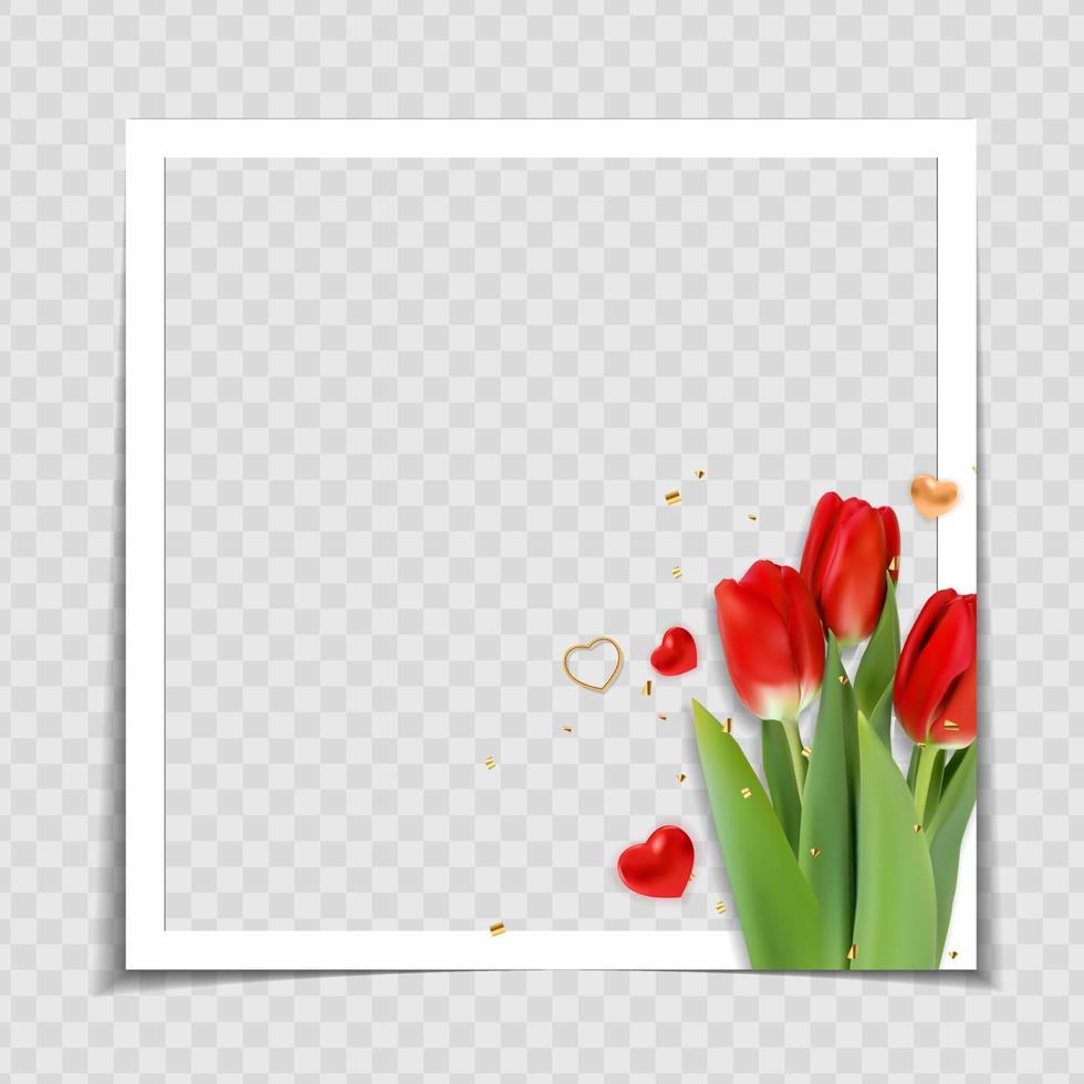 tulp bloem achtergrond fotolijst sjabloon voor post in sociaal netwerk vector