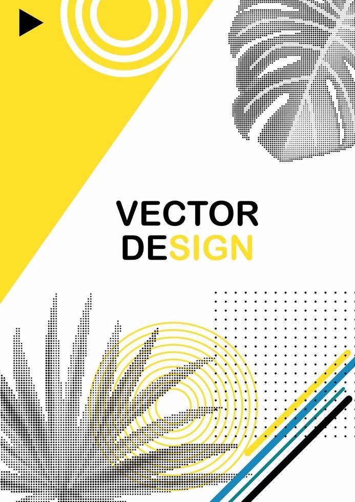 abstracte geometrische trendy achtergrond met halftonen palmbladeren vector