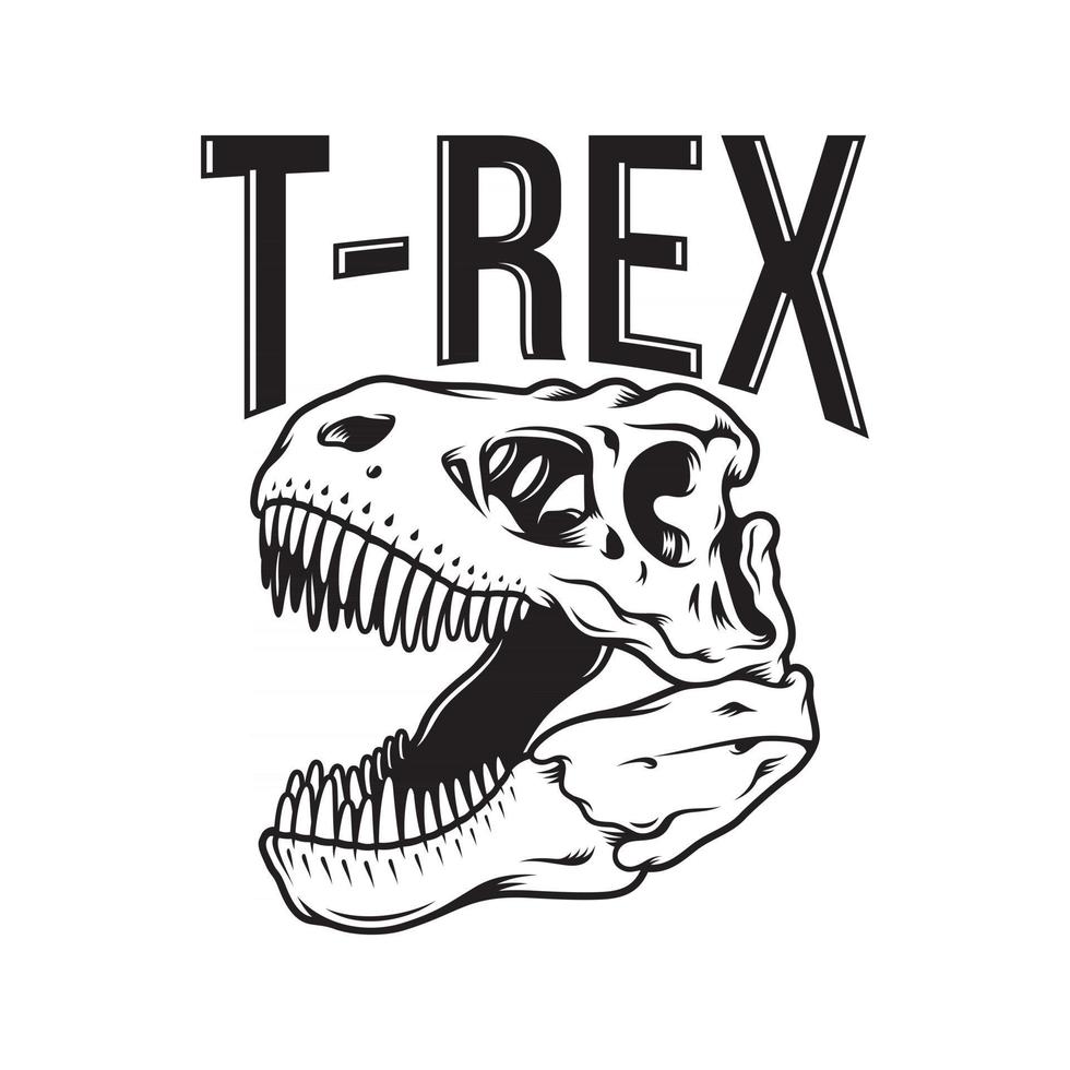 tyrannosaurus rex schedel op wit vector